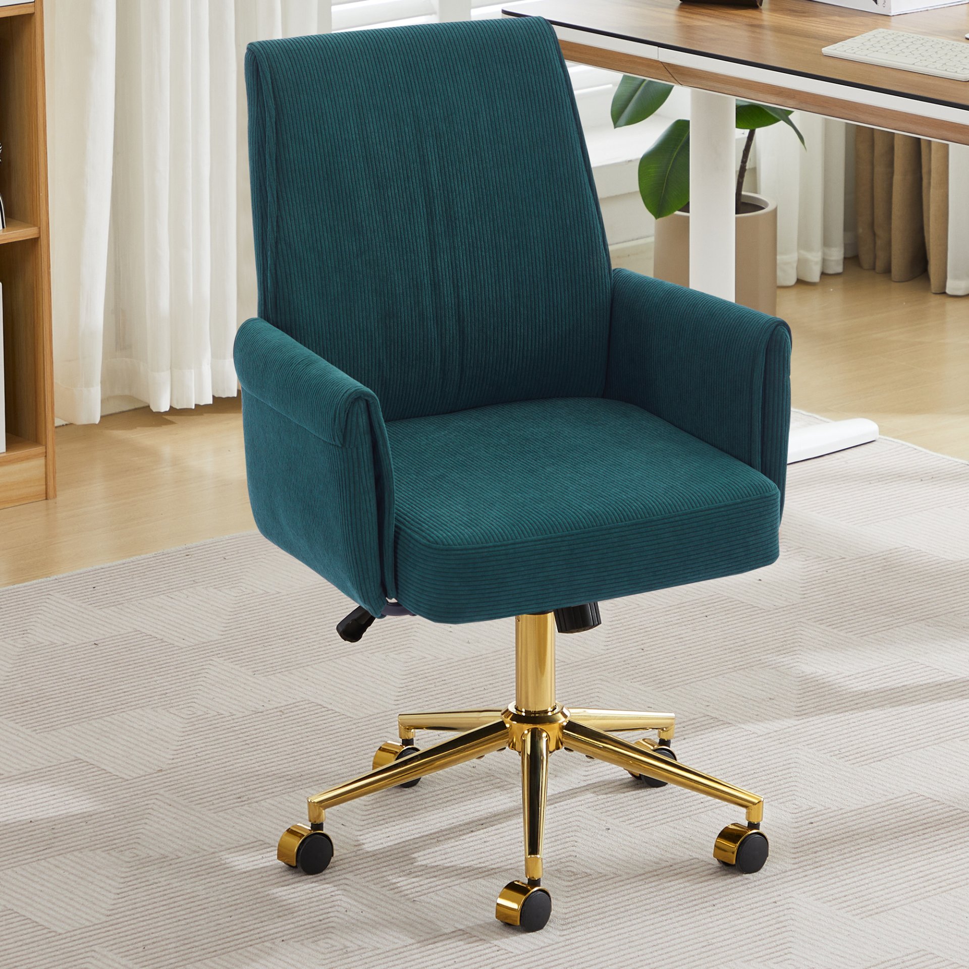 Ergonomic Mid Back Office Chair With Striped Fabric - Green - Image 4