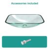Clear Vessel Sink Rectangle Above Counter Bathroom Basin With Pop Up Drain, No Faucet - Clear - Image 5