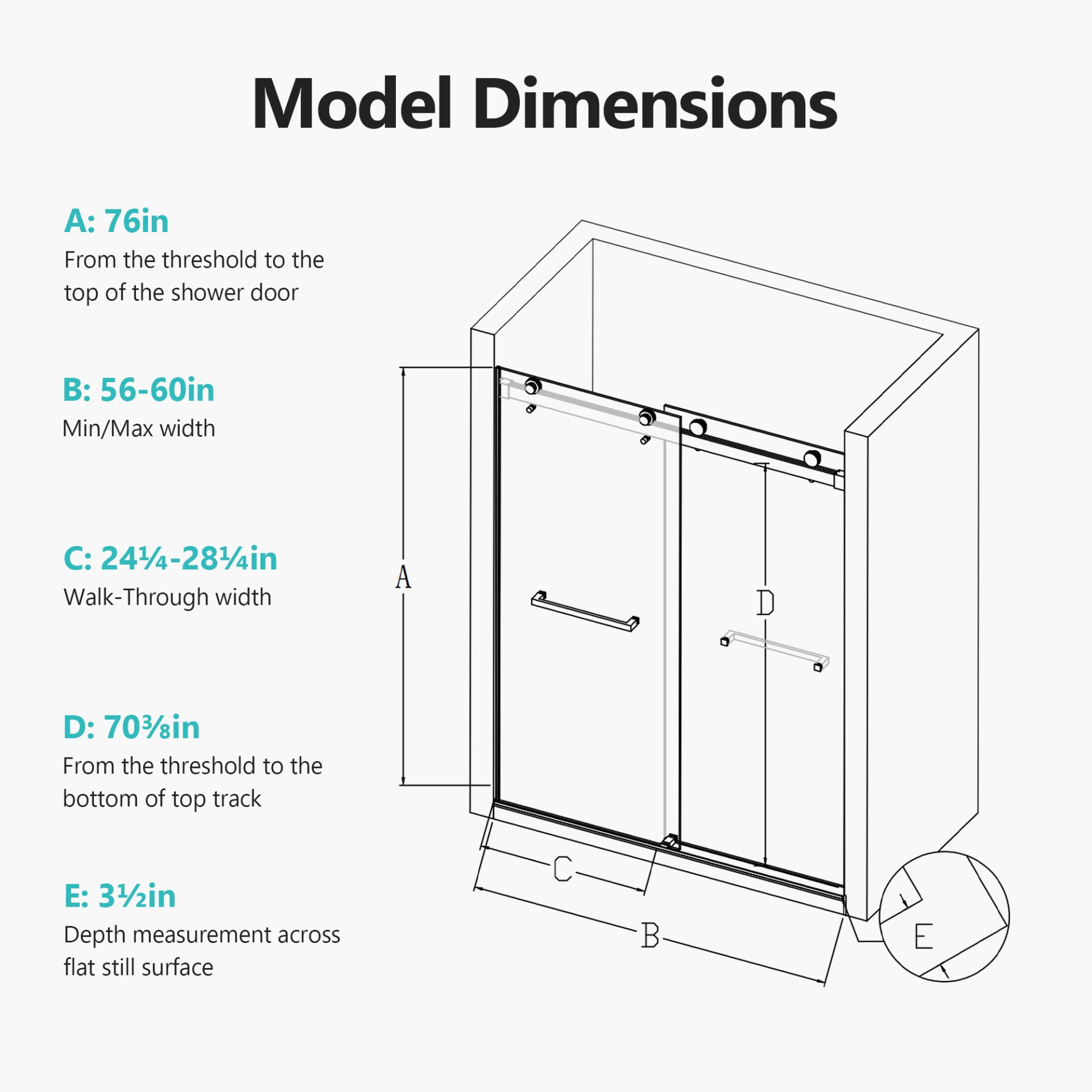 Frameless Double Sliding Soft Close Shower Door - Chrome - Image 3