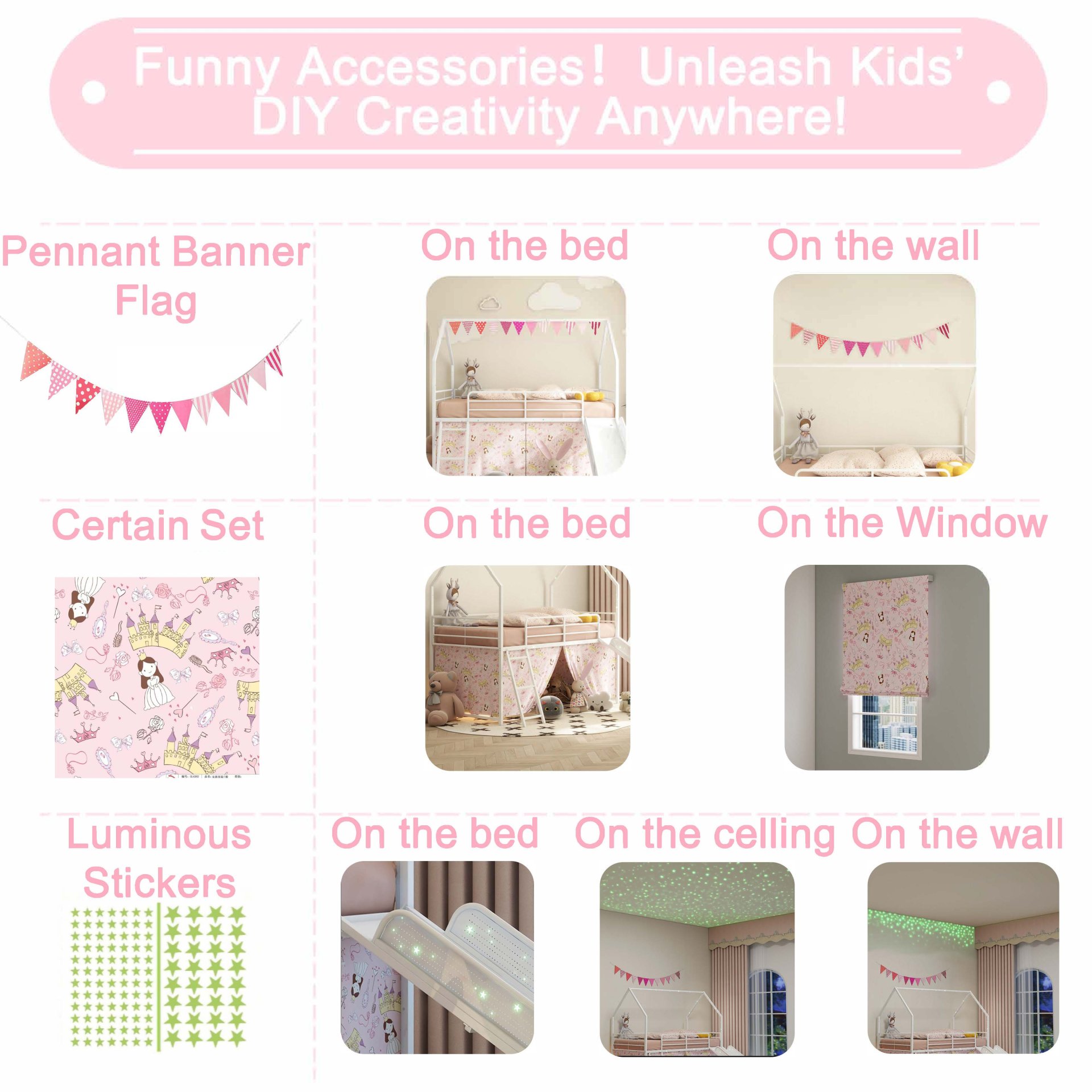 Jack - House Twin Loft Bed With Slide And Curtain Set - White / Pink - Image 7