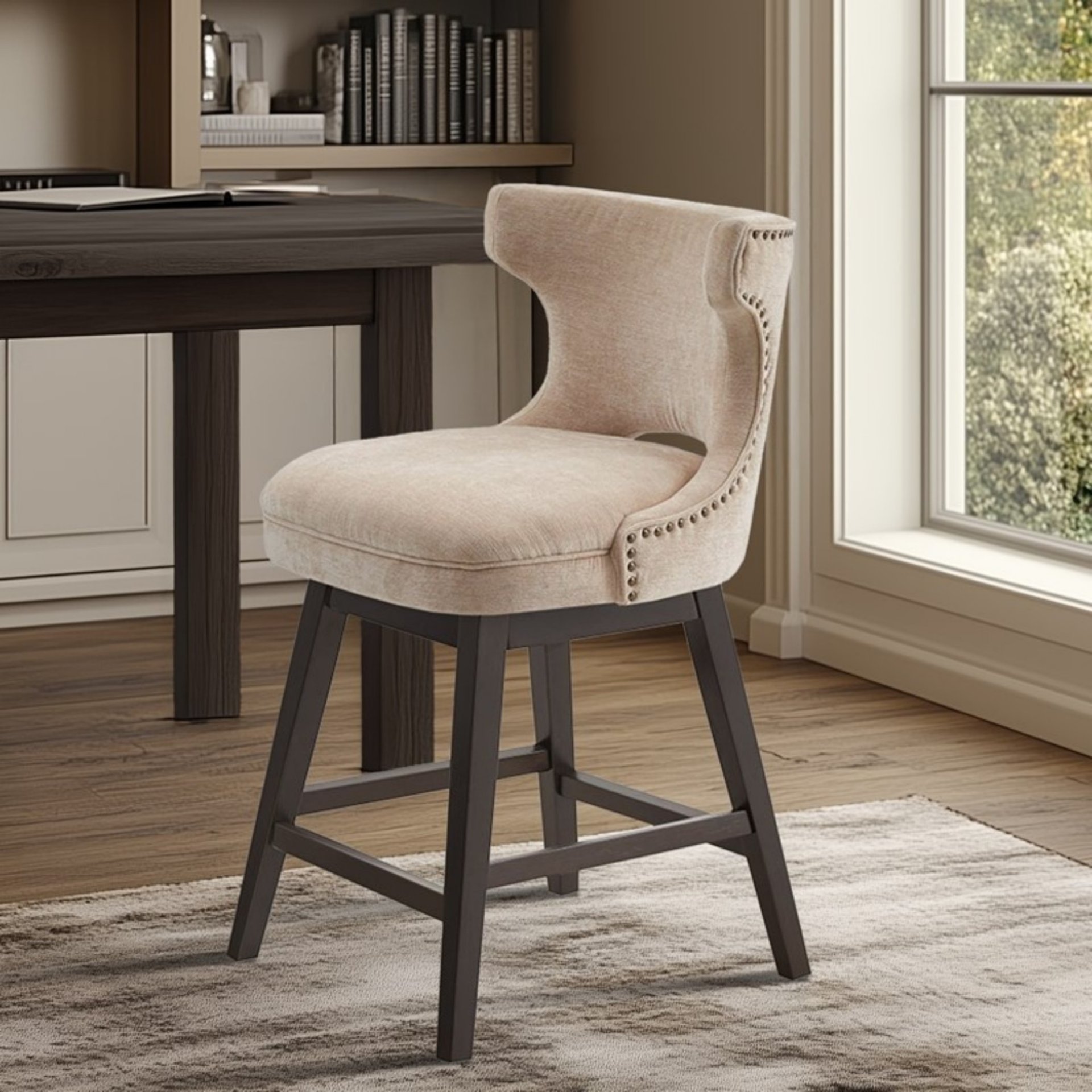 Emmett - Swivel Counter Stool Height - Beige - Image 2
