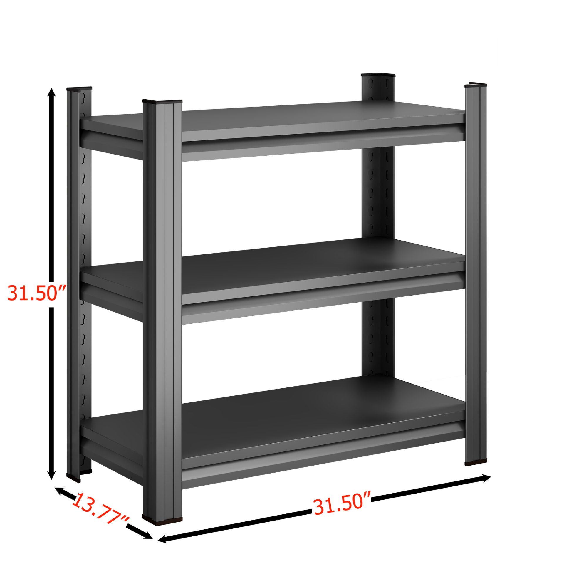 3 Tier Metal Shelves, Adjustable Height Storage Shelving Units For Home, Garage, Laundry - Black - Image 3