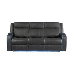Blanca - Power Reclining 3 Piece Set With LED Lights, USB Connectivity, And Built In Speakers - Charcoal