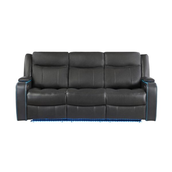 Blanca - Power Reclining Sofa And Loveseat With LED Lights, Power Headrest And Speakers - Charcoal