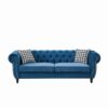 Chesterfield Sofa With Roll Armrest & Nailhead, 3 And 2 Seater - Blue - Image 11