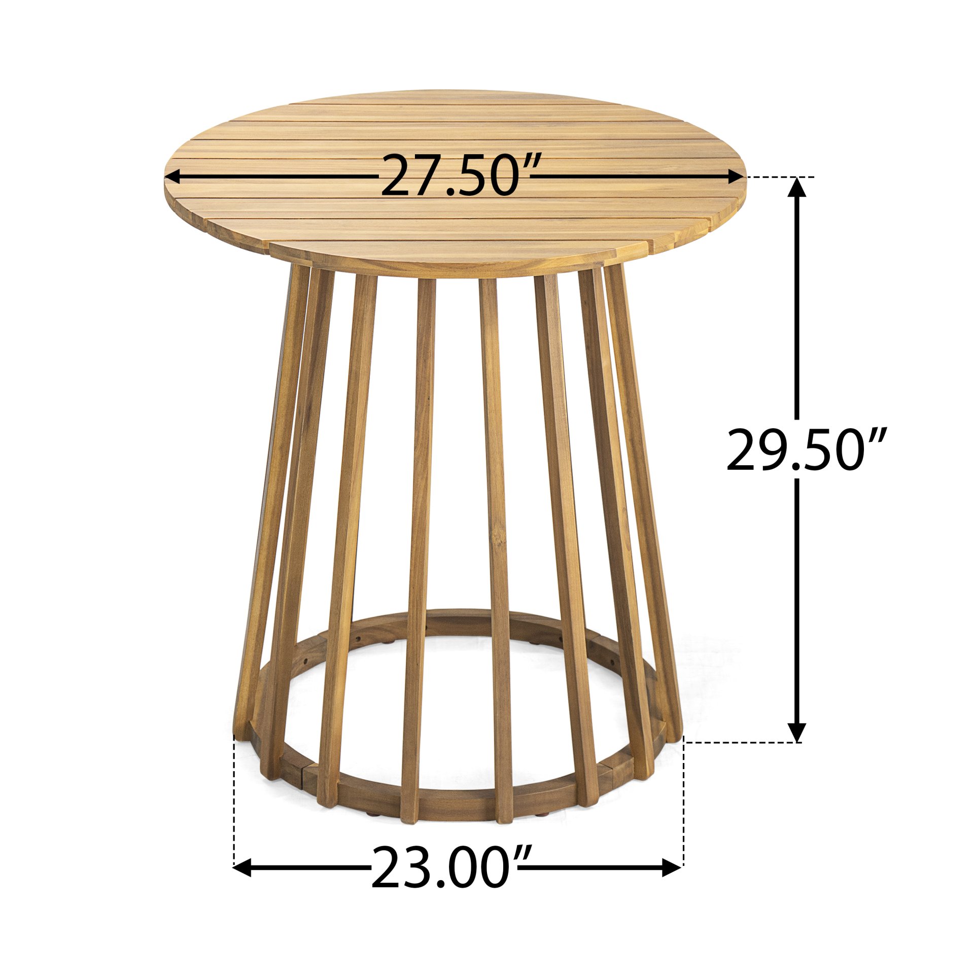 Outdoor 3 Pieces Dining Set, Round Bistro Set - Teak - Image 5