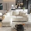 3 Seat Sofa, Deep Seat Couches With Soft Pillows And 1 Ottomans, Convertible Sofa Lounge Chair, For Living Room - Beige - Image 3
