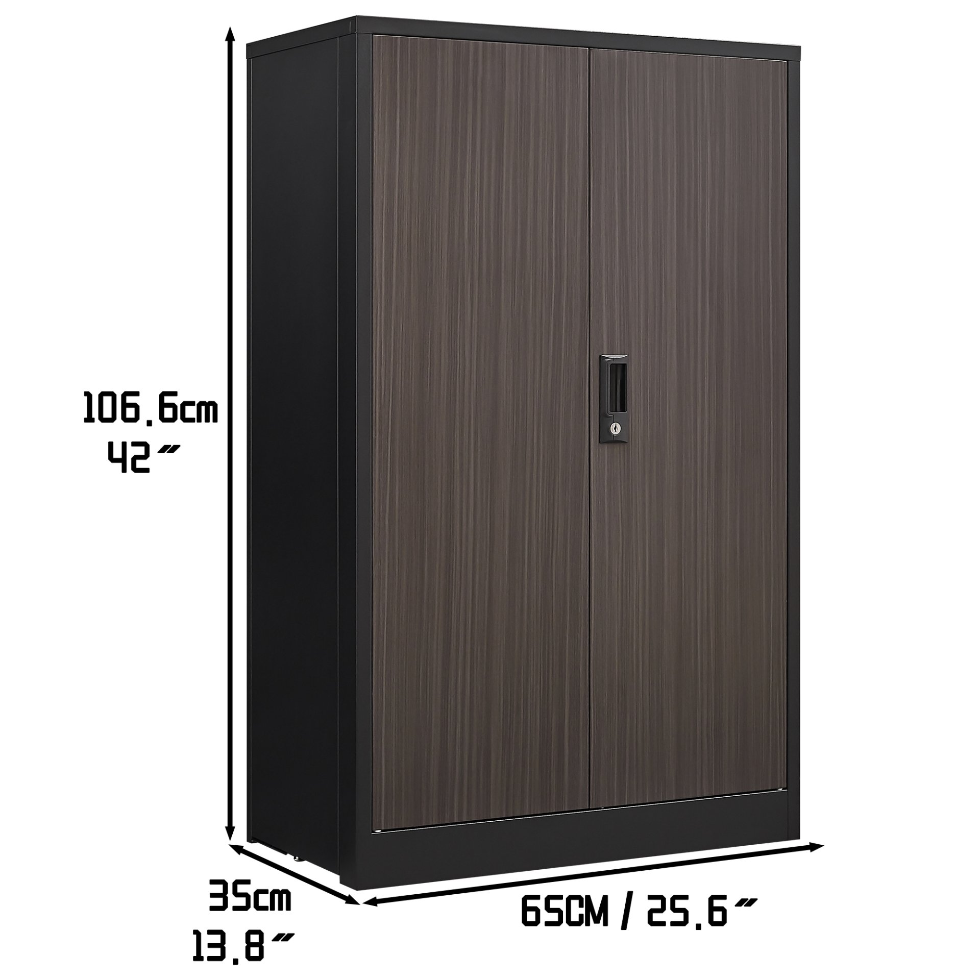 Storage Cabinet With Locking Doors And Adjustable Shelf, Folding Filing Cabinet For Home Office - Black - Image 3