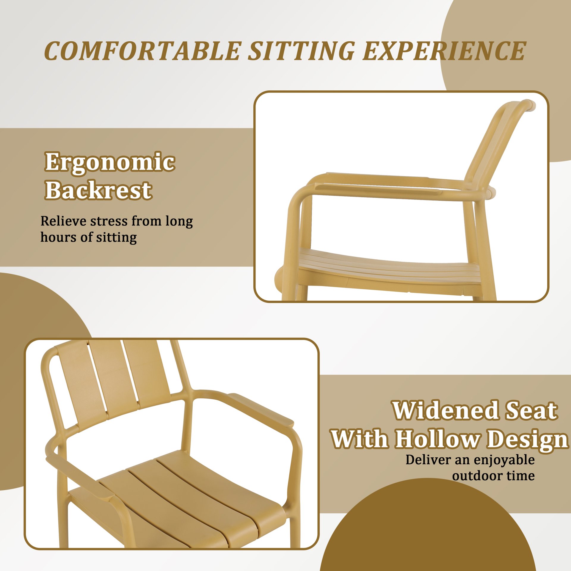 3 Piece Indoor / Outdoor Leisure Table And Chair Set (2 Chairs And 1 Coffee Table), UV Resistant, Waterproof And Durable - Brick Yellow - Image 12
