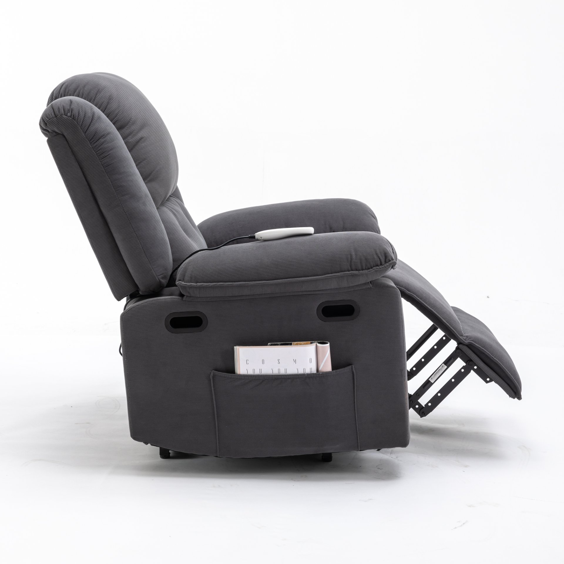 Massage Recliner, Power Lift Chair With Adjustable Massage And Heating Function, Recliner Chair With Infinite Position And Side Pocket - Gray - Image 17