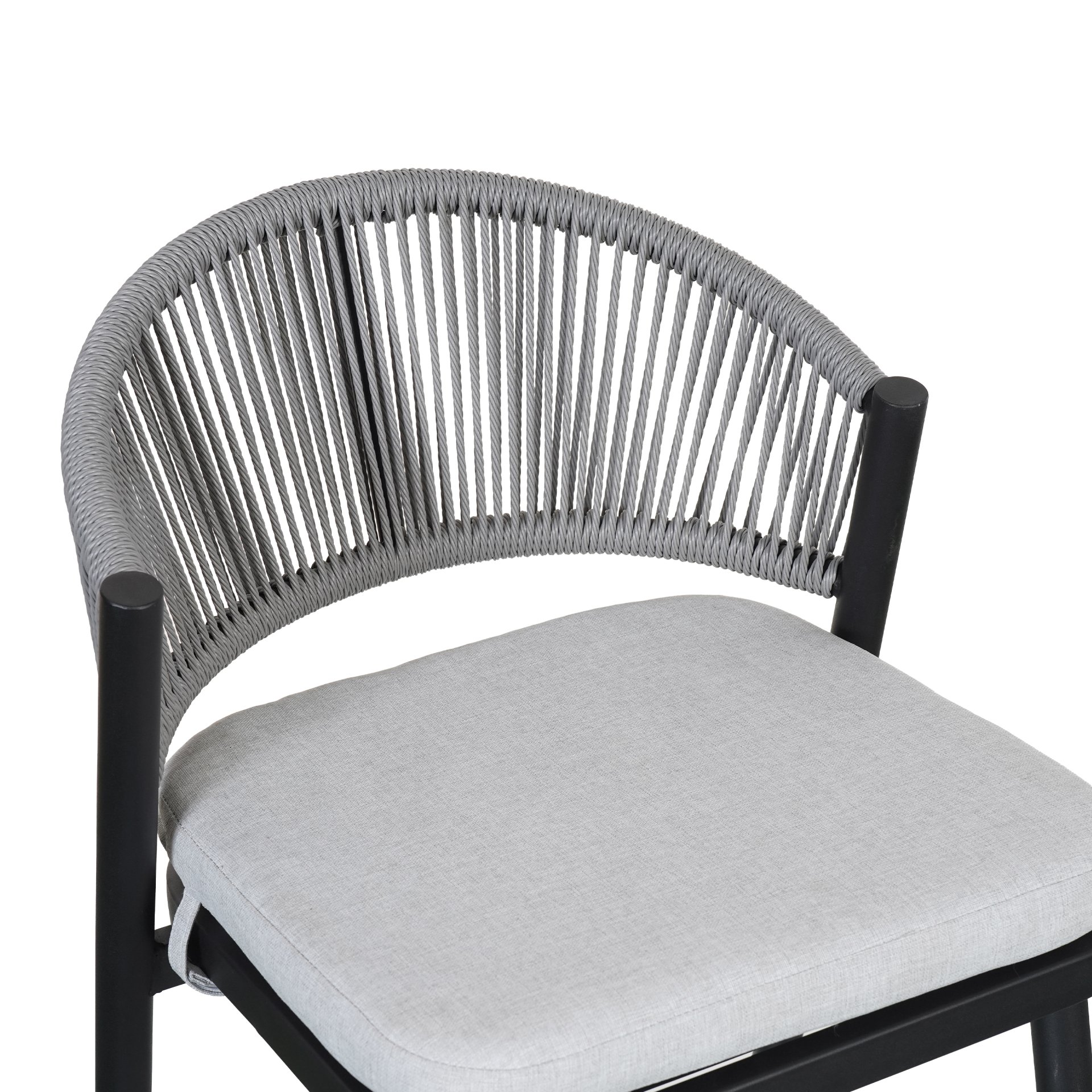 Outdoor Counter Height Metal Frame Counter Stools With Scallop Shaped Backrest & Water Resistant Cushions (Set of 2) - Matte Black - Image 7