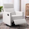 Modern Upholstered Rocker Nursery Chair Plush Seating Glider Swivel Recliner Chair - Beige - Image 2