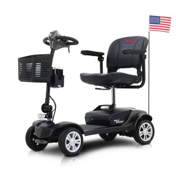 Max Sport - 4 Wheels Outdoor Compact Mobility Scooter With 2 In 1 Cup & Phone Holder - Gray