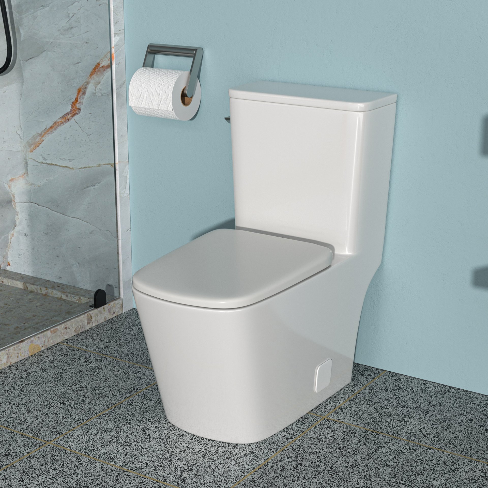 1 Piece Toilet With Single Flush And Soft Closing Seat - White - Image 2