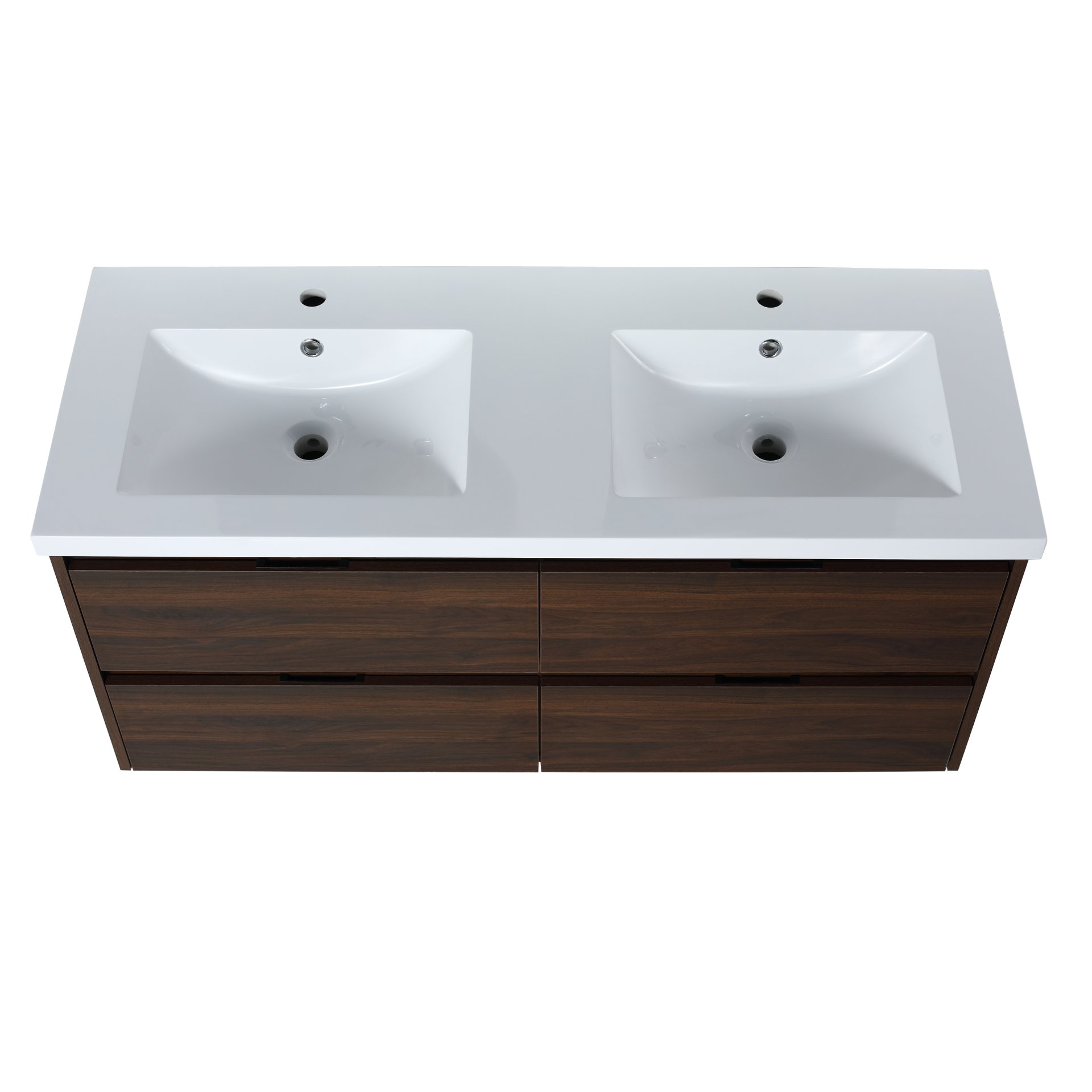 Modern Bathroom Vanity With Dual Resin Sink, Soft Close Drawers - California Walnut - Image 18