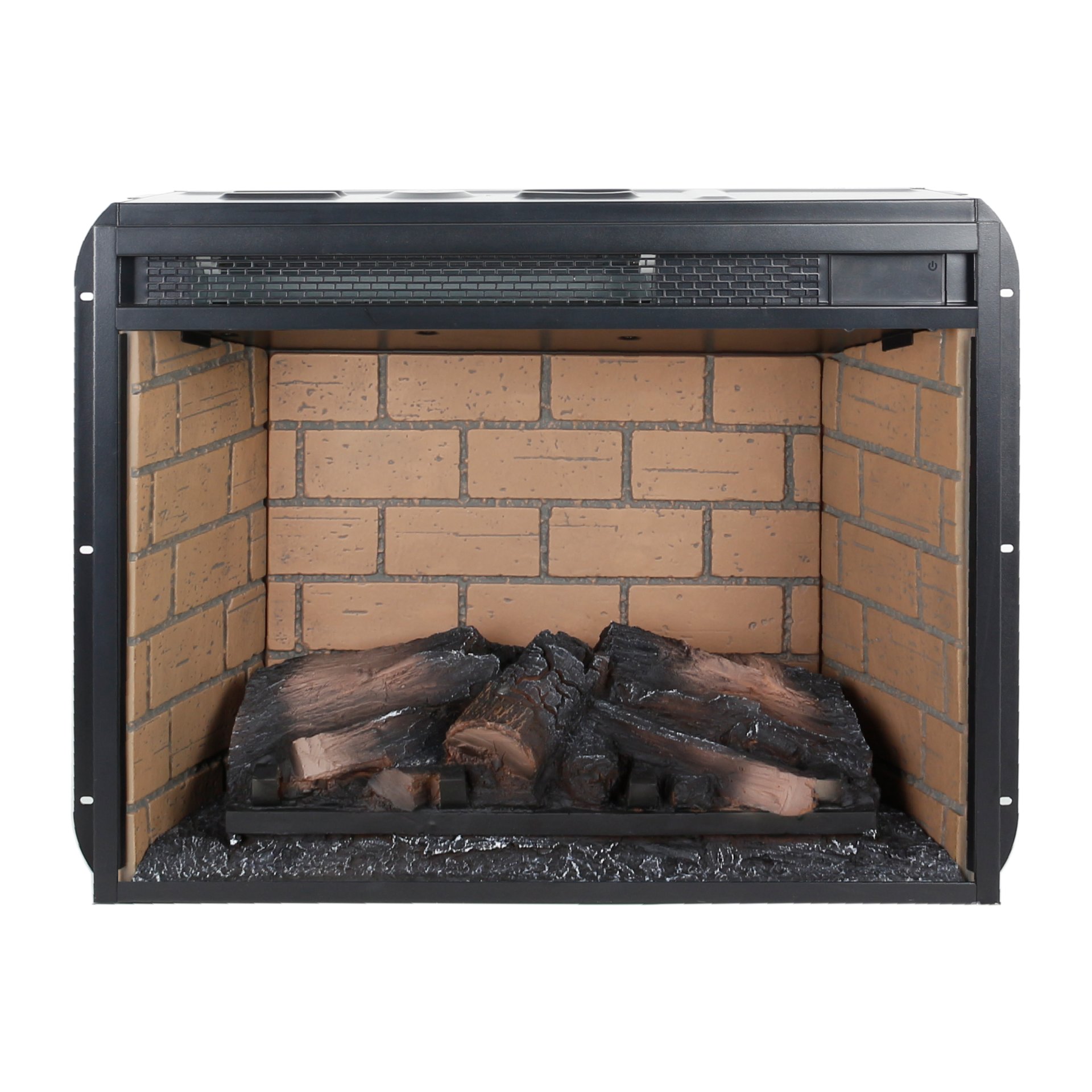 23" Infrared Quartz Heater Fireplace Insert -Woodlog Version With Brick - Antique Black - Image 9