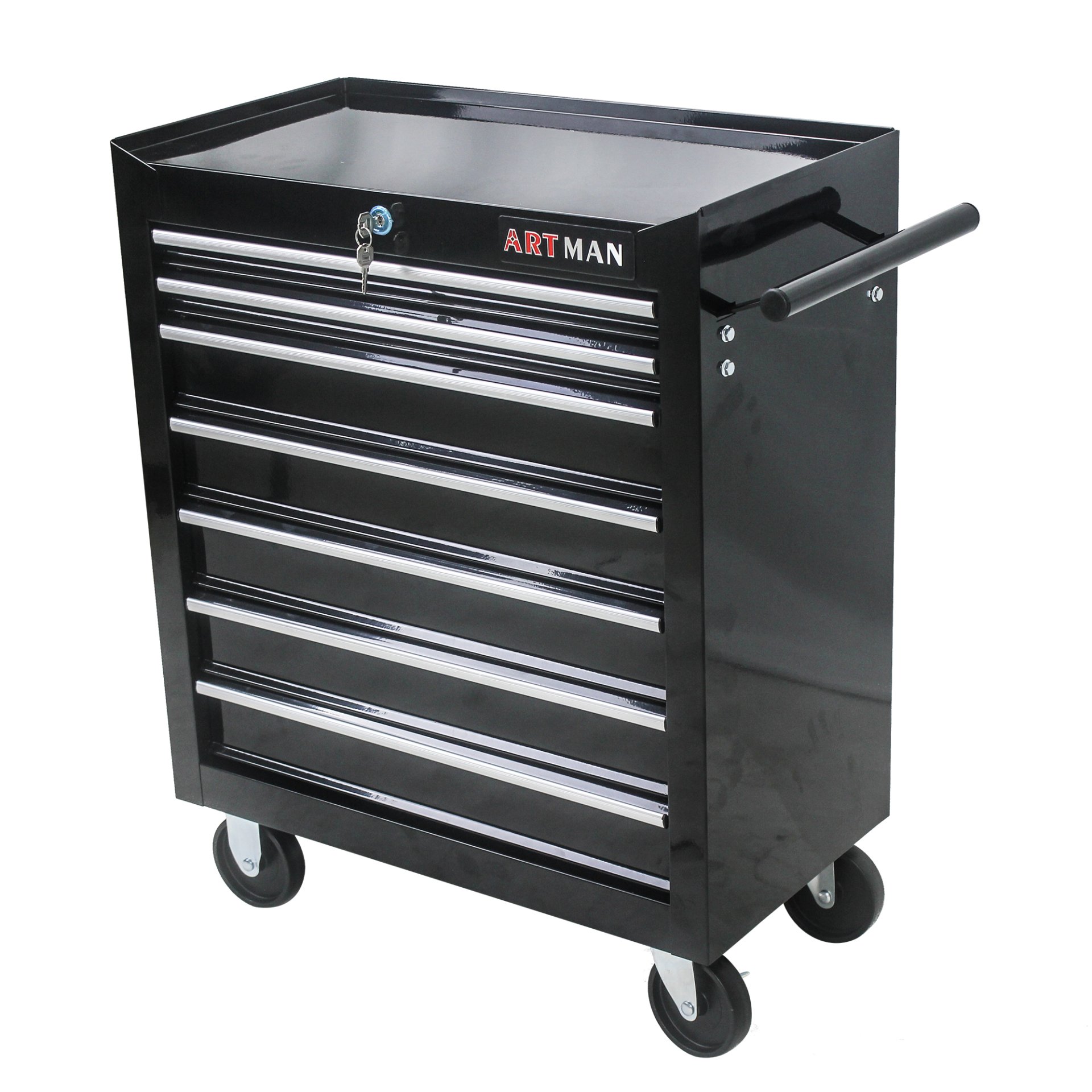 7 Drawers Multifunctional Tool Cart With Wheels - Black - Image 10
