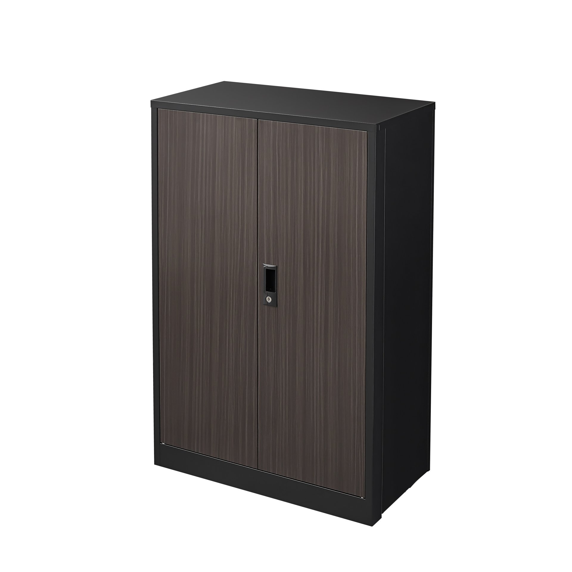 Storage Cabinet With Locking Doors And Adjustable Shelf, Folding Filing Cabinet For Home Office - Black - Image 4