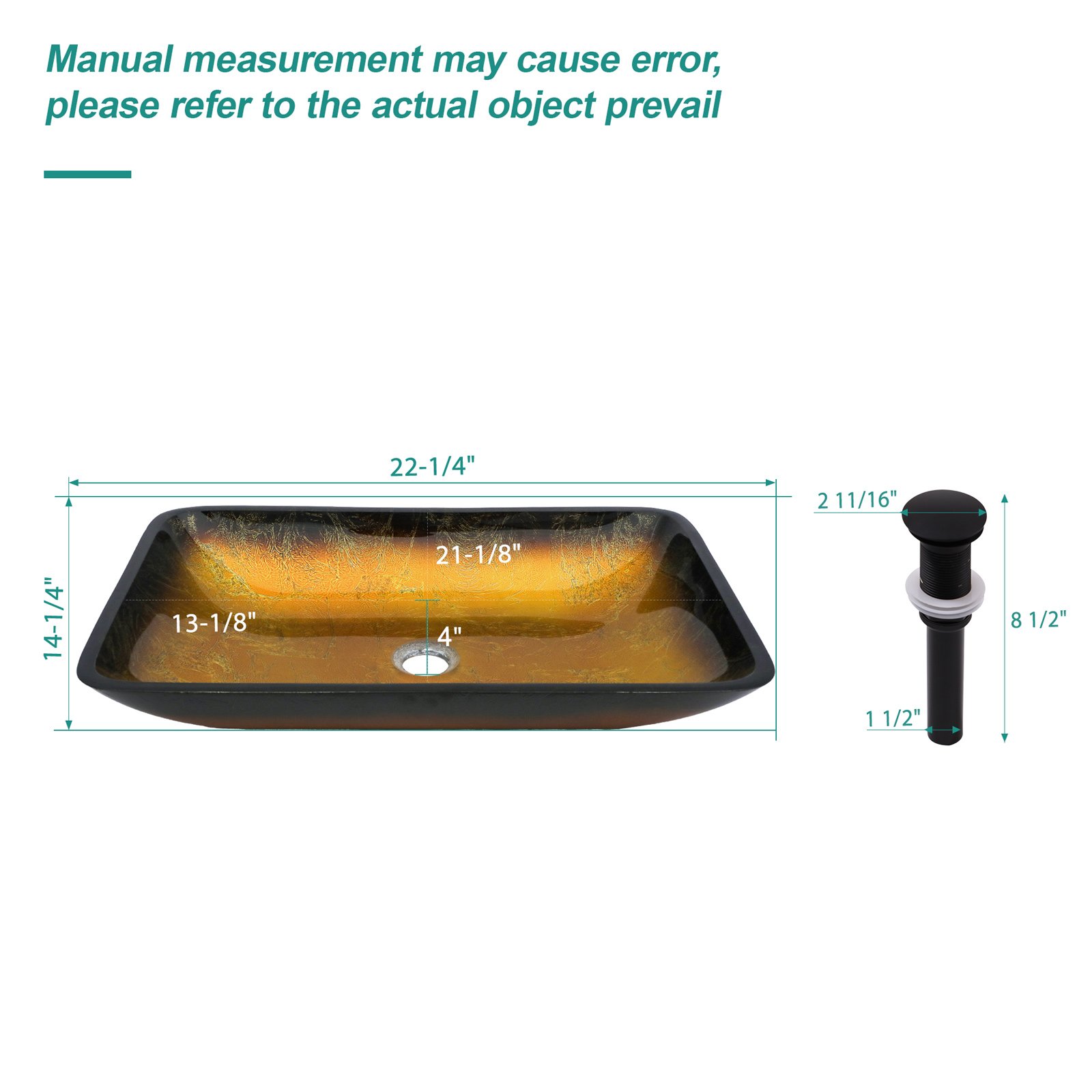 Gradient Vessel Sink Square Above Counter Bathroom Sink With Pop Up Drain - Gold - Image 3