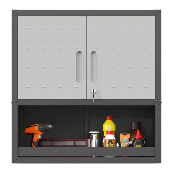 Metal Wall Mounted Tool Storage Cabinet With Locking Door, 1 Shelf, Metal - White