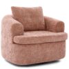 360° Swivel Accent Barrel Chair With Dual Layer Cushion, Round Seating For Living Room - Pink - Image 9