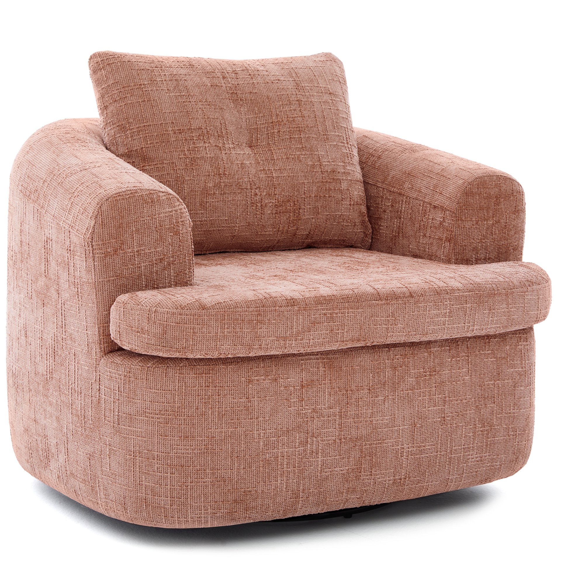 360° Swivel Accent Barrel Chair With Dual Layer Cushion, Round Seating For Living Room - Pink - Image 9