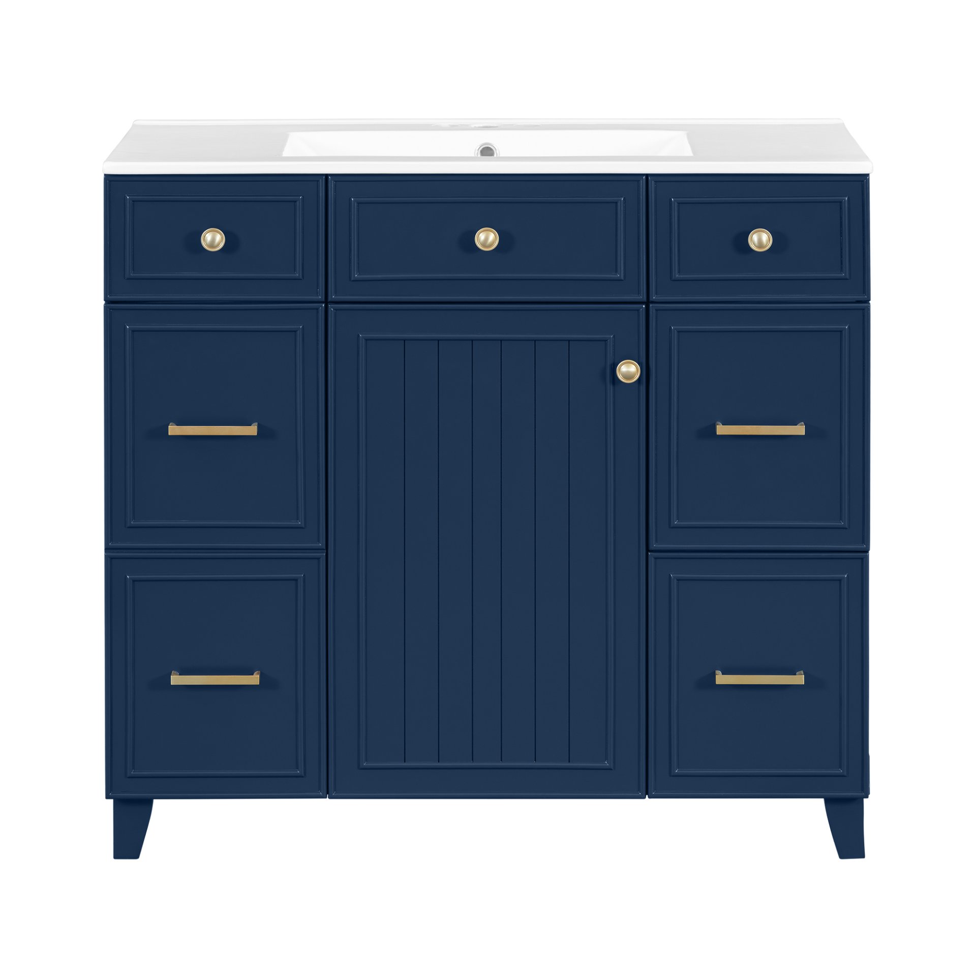 Bathroom Vanity With Sink, Soft Close Doors, Adjustable Shelves - Blue - Image 17