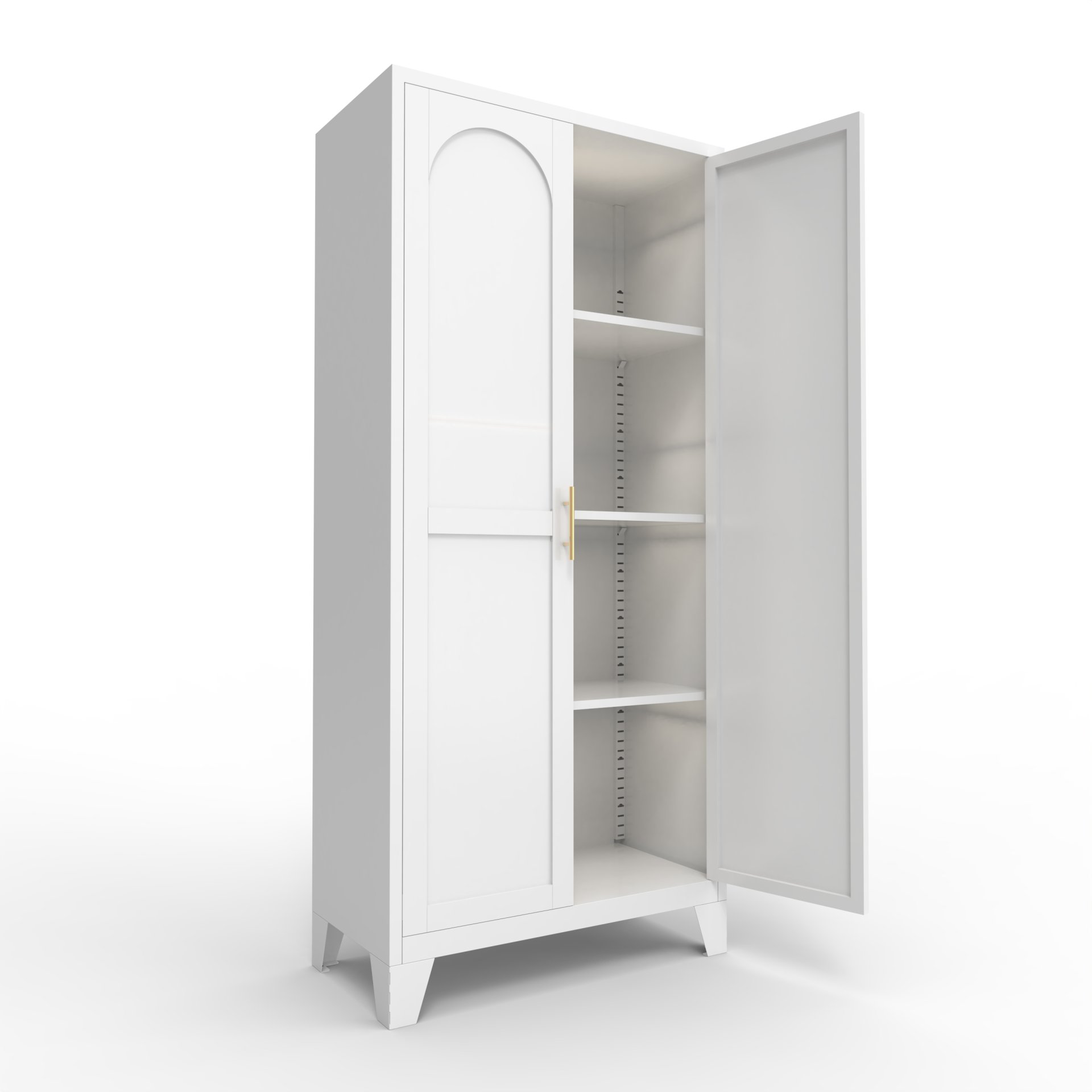 2 Shapely Doors Cabinet Metal Storage Cabinet With Doors And Adjustable Shelves For Bedroom Living Room - White - Image 4