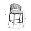 Outdoor Counter Height Metal Frame Counter Stools With Scallop Shaped Backrest & Water Resistant Cushions (Set of 2) - Matte Black - Image 3