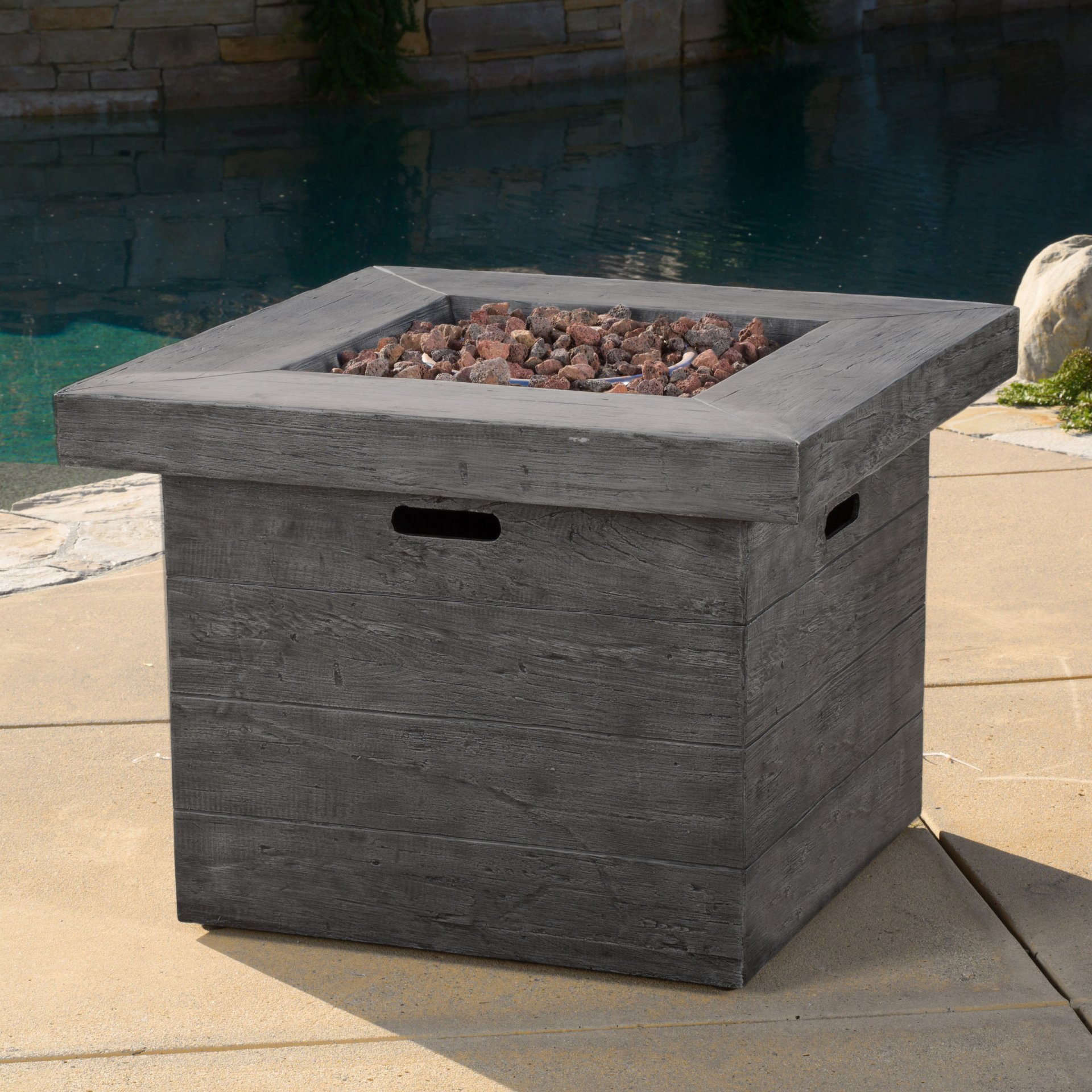 Anchorage - Wood Square Fire Pit 40, 000 Btu - Gray - Image 4