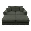 3 Seat Sofa, Deep Seat Couches With Soft Pillows And 2 Ottomans, Convertible Sofa Lounge Chair, For Living Room - Green - Image 22
