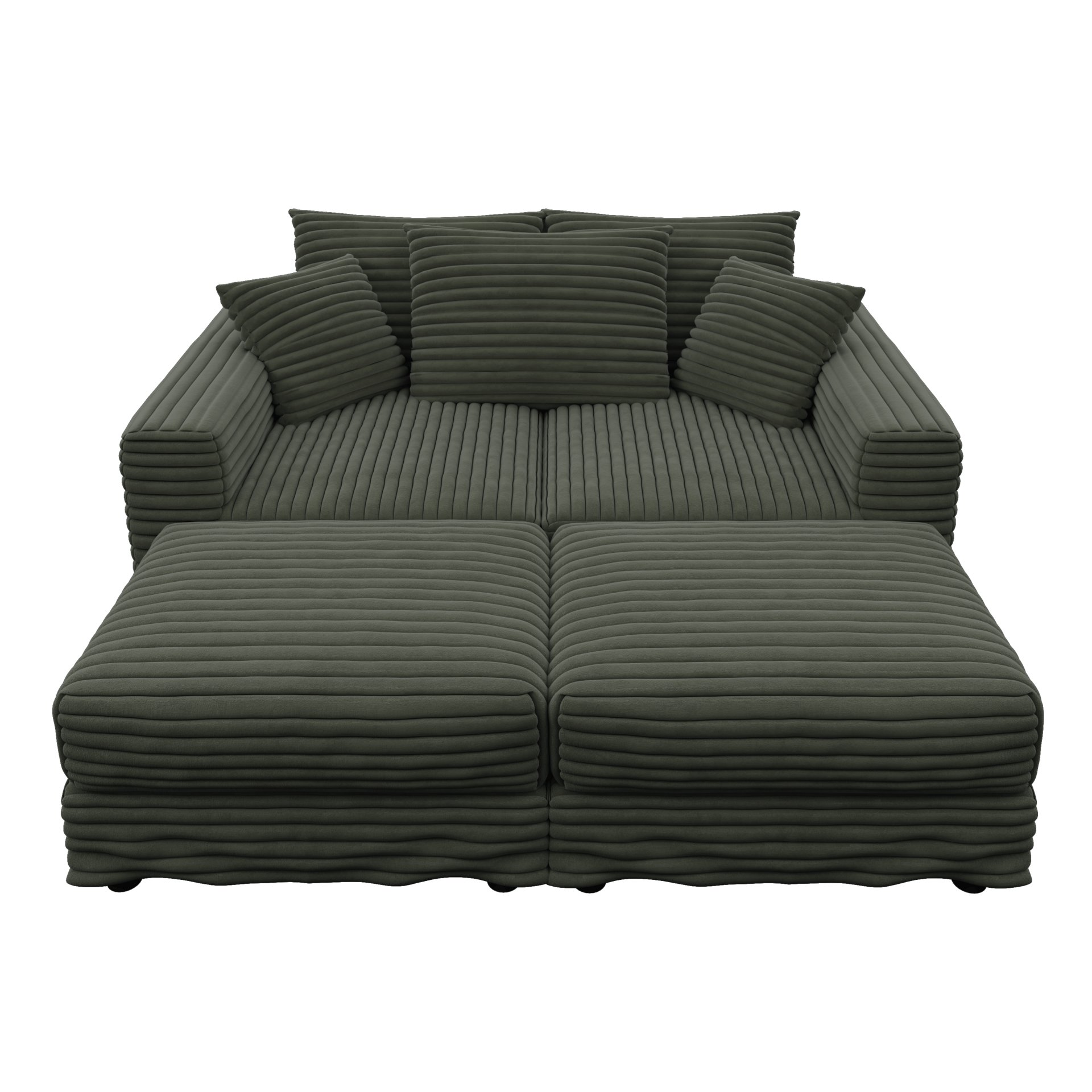 3 Seat Sofa, Deep Seat Couches With Soft Pillows And 2 Ottomans, Convertible Sofa Lounge Chair, For Living Room - Green - Image 22