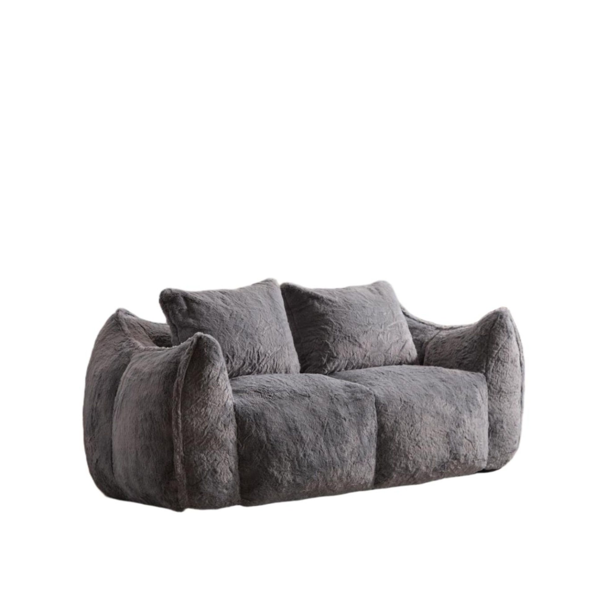 Giant Bean Bag Couch, Ultra Soft Fluffy Loveseat For Living Room Reading Chair With Pillows - Gray - Image 13