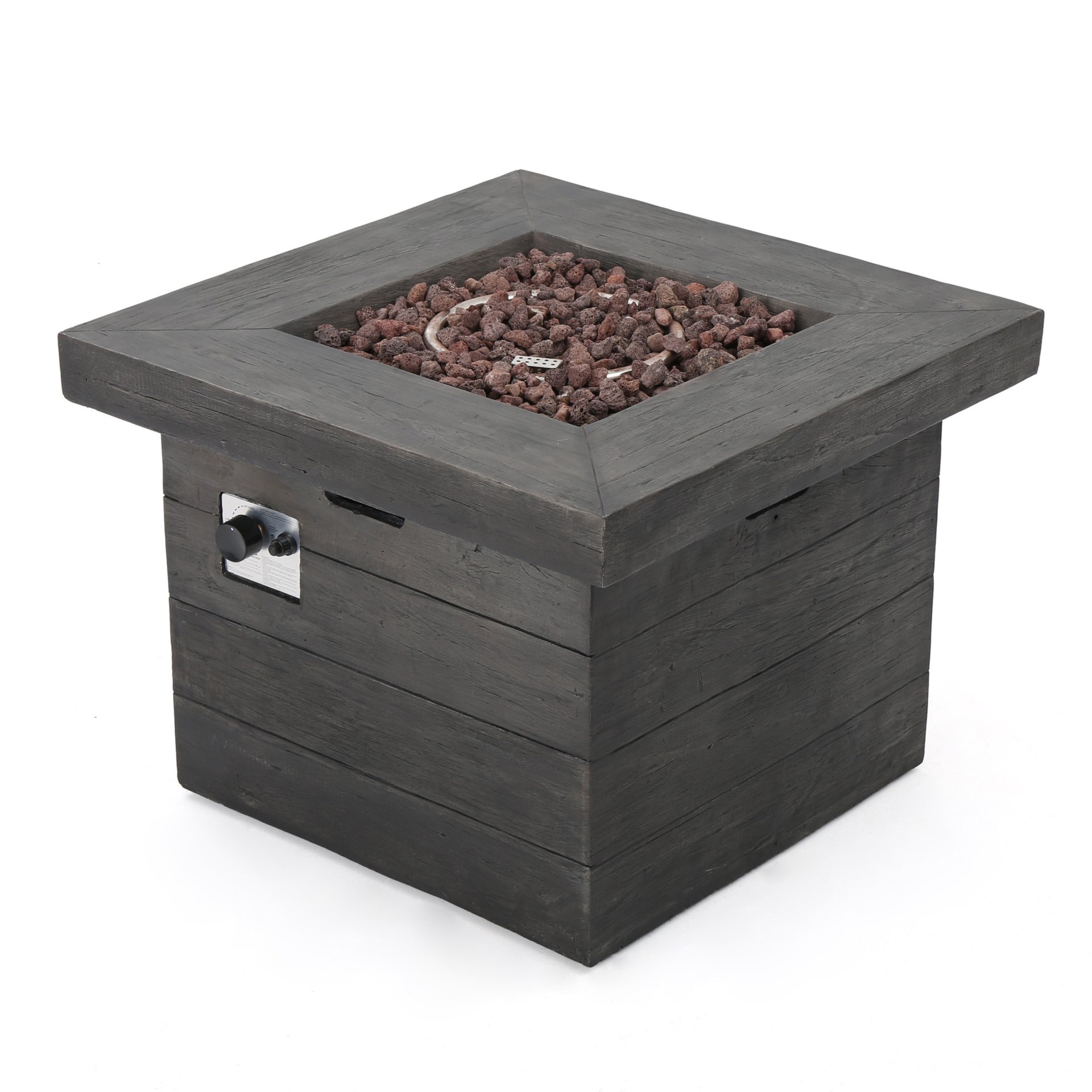 Anchorage - Wood Square Fire Pit 40, 000 Btu - Gray - Image 7
