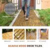 10 Piece Interlocking Deck Tiles Striped Pattern, Square Acacia Hardwood Outdoor Flooring For Patio, Bancony, Pool Side - Yellow - Image 25