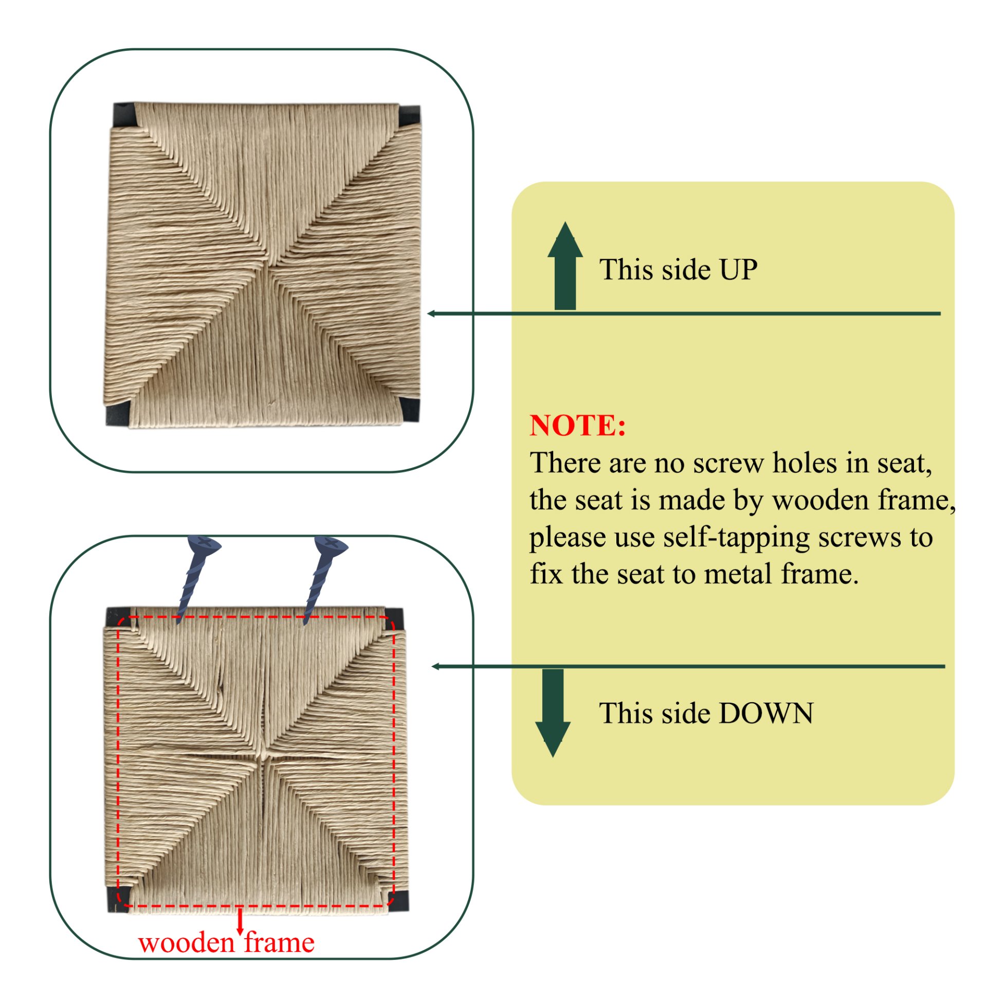 Bar Stools (Set of 2) Paper Rope Weave Dining Chairs With Back Hand Weave Stools For Kichen Island, Bar & Counter - Honey - Image 8