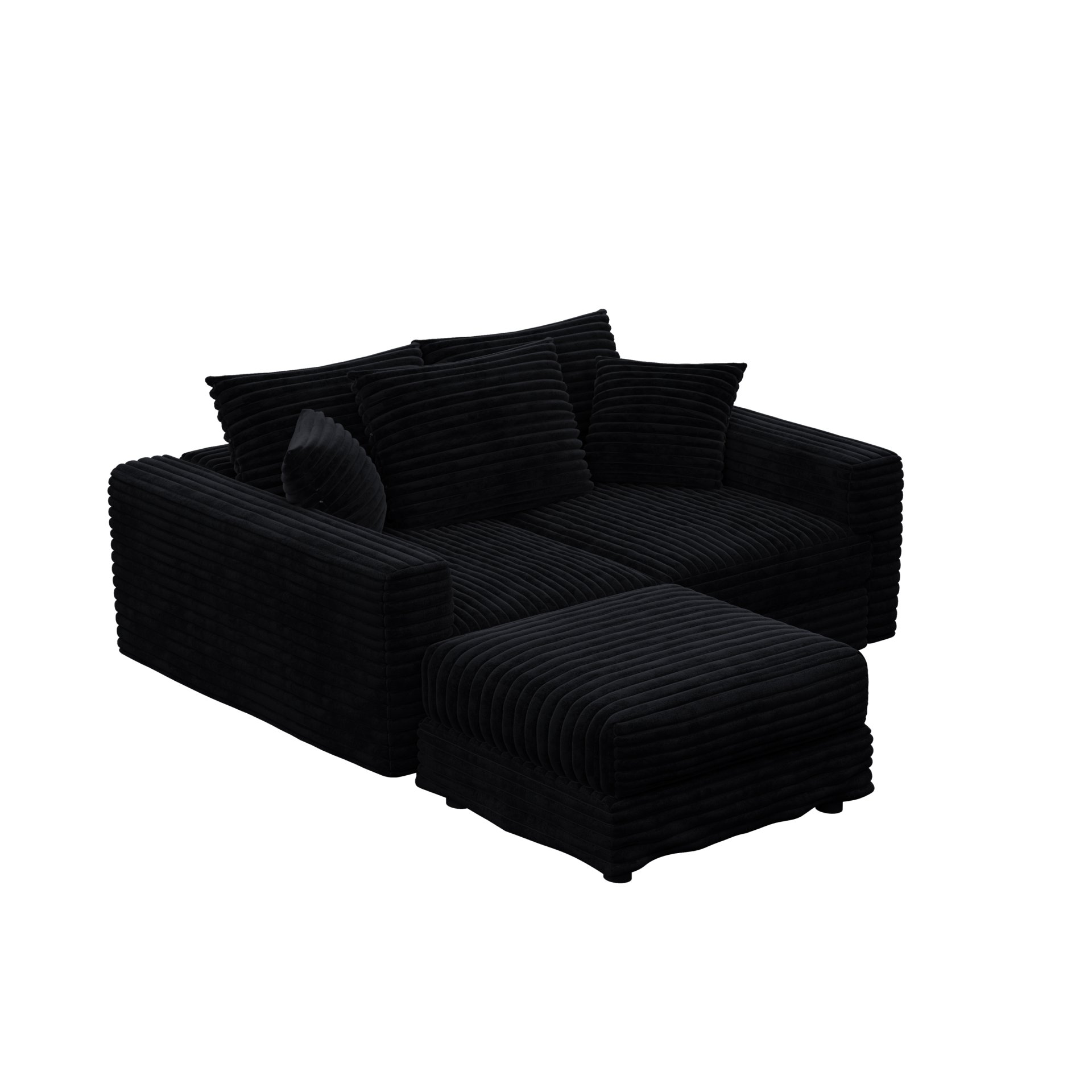 3 Seat Sofa, Deep Seat Couches With Soft Pillows And 1 Ottomans, Convertible Sofa Lounge Chair, For Living Room - Black - Image 13