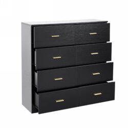 Modern 8 Drawer Dresser Ample Storage Wide Chest, Sturdy - Black