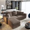 3 Seat Sofa, Deep Seat Couches With Soft Pillows And 1 Ottomans, Convertible Sofa Lounge Chair, For Living Room - Camel - Image 10