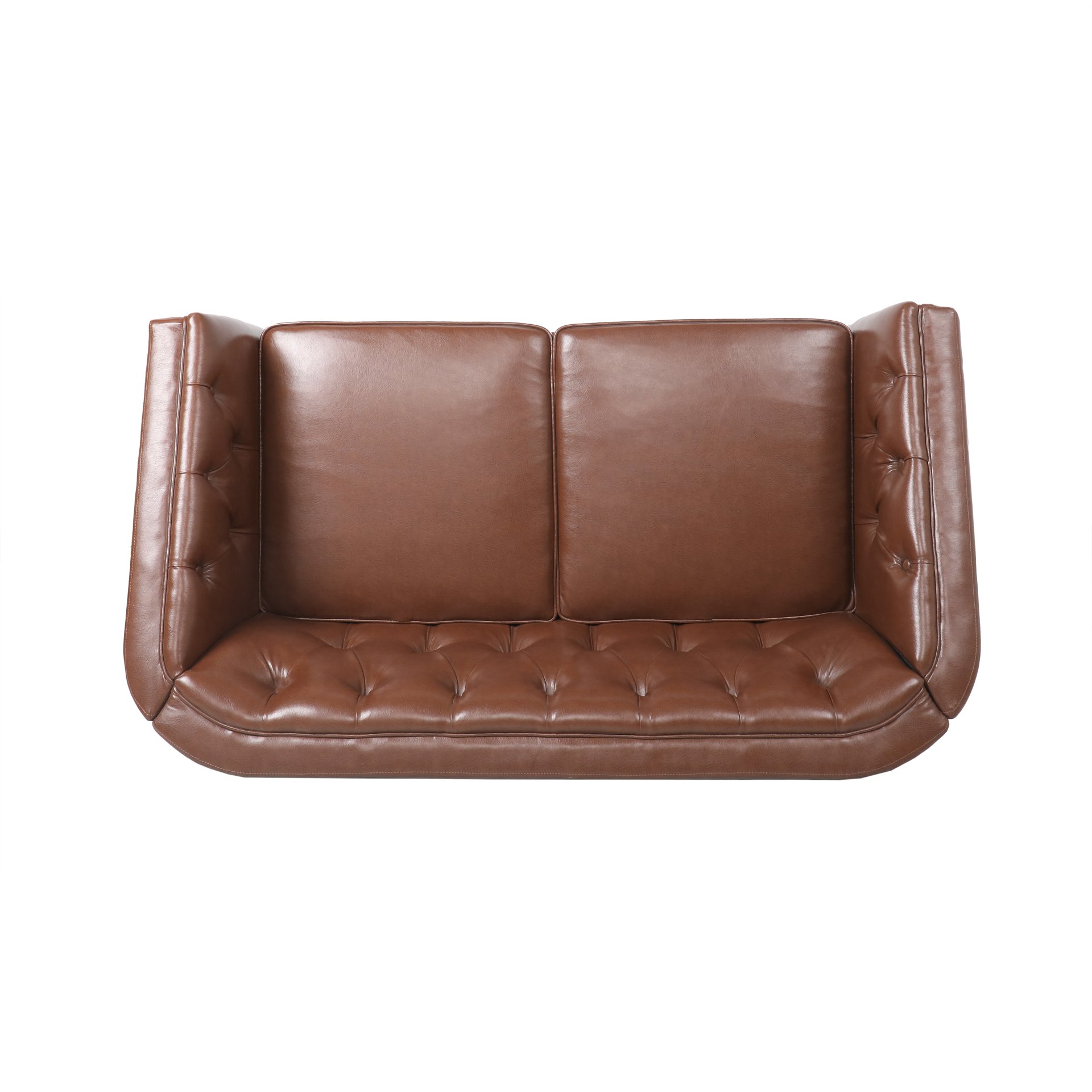 Sophisticated Loveseat With Diamond Stitched Detailing - Light Brown - Image 9