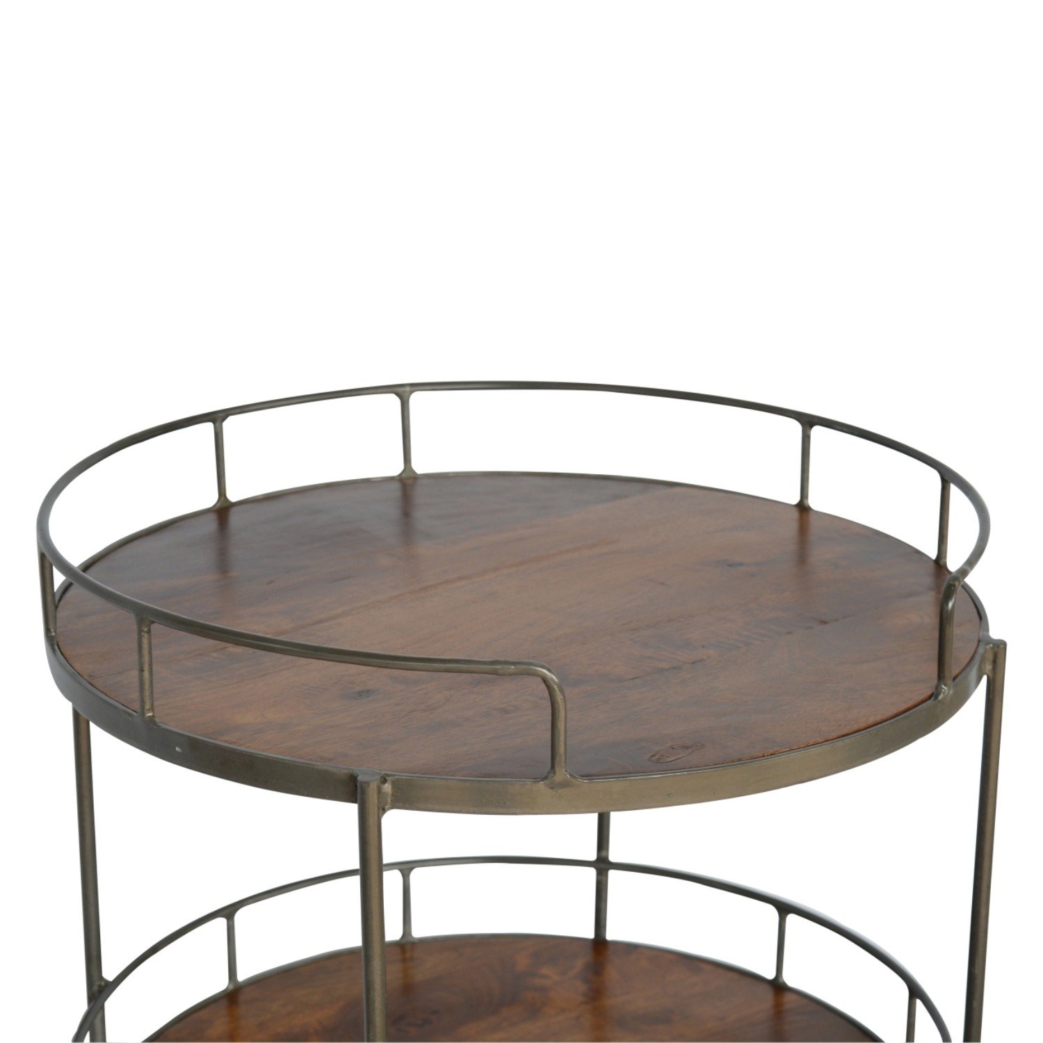 Industrial Round Butler Tray Table - Chestnut - Image 7