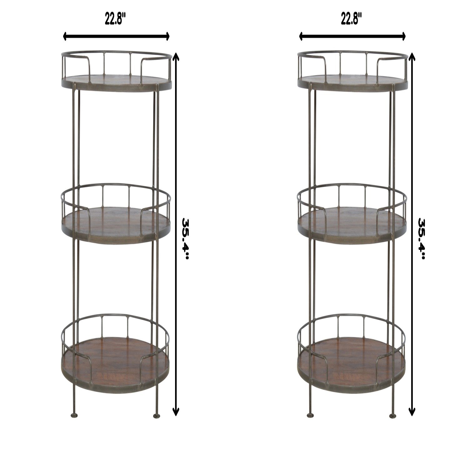Industrial Round Butler Tray Table - Chestnut - Image 3