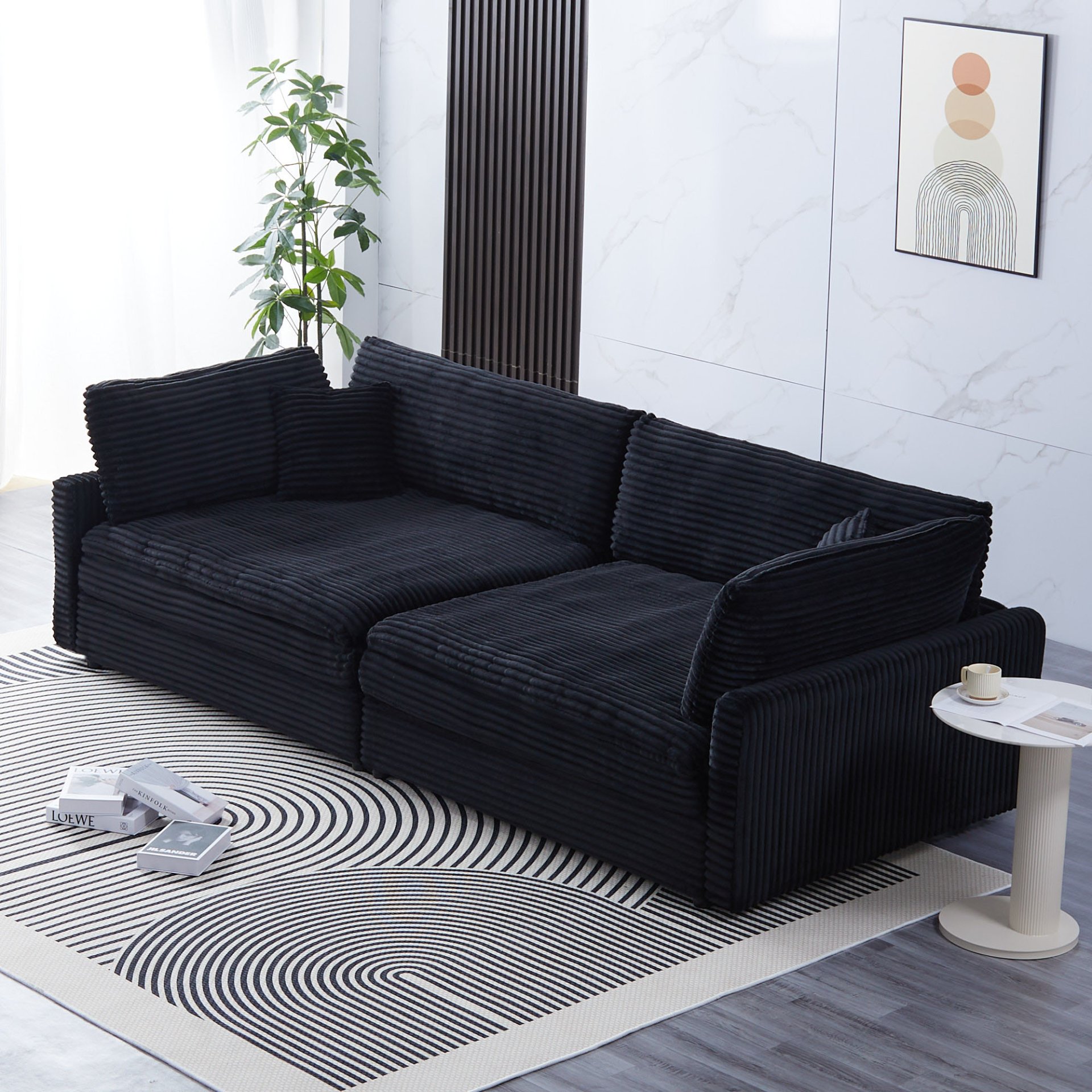 2 Throw Pillows, Four Backrests, Opening Up A New Style For The Living Room's Casual Area - Black - Image 2