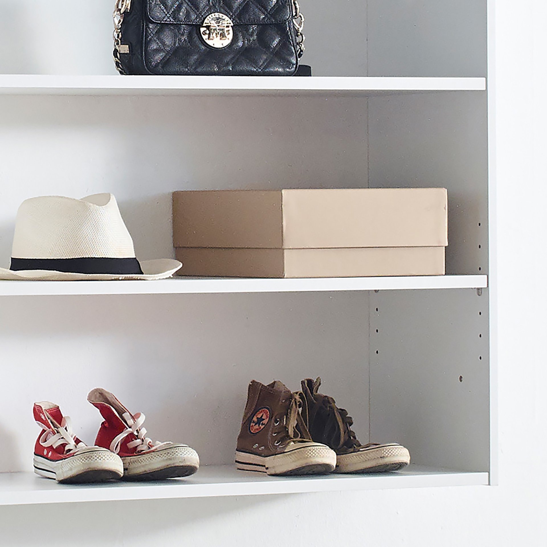 Devi - Wall Mounted Wood Closet System With Modular Design And Ample Storage - White - Image 5