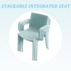 4 Piece Stackable Single Chairs With Vertical Stripe Design For All Weather - Light Blue - Image 10