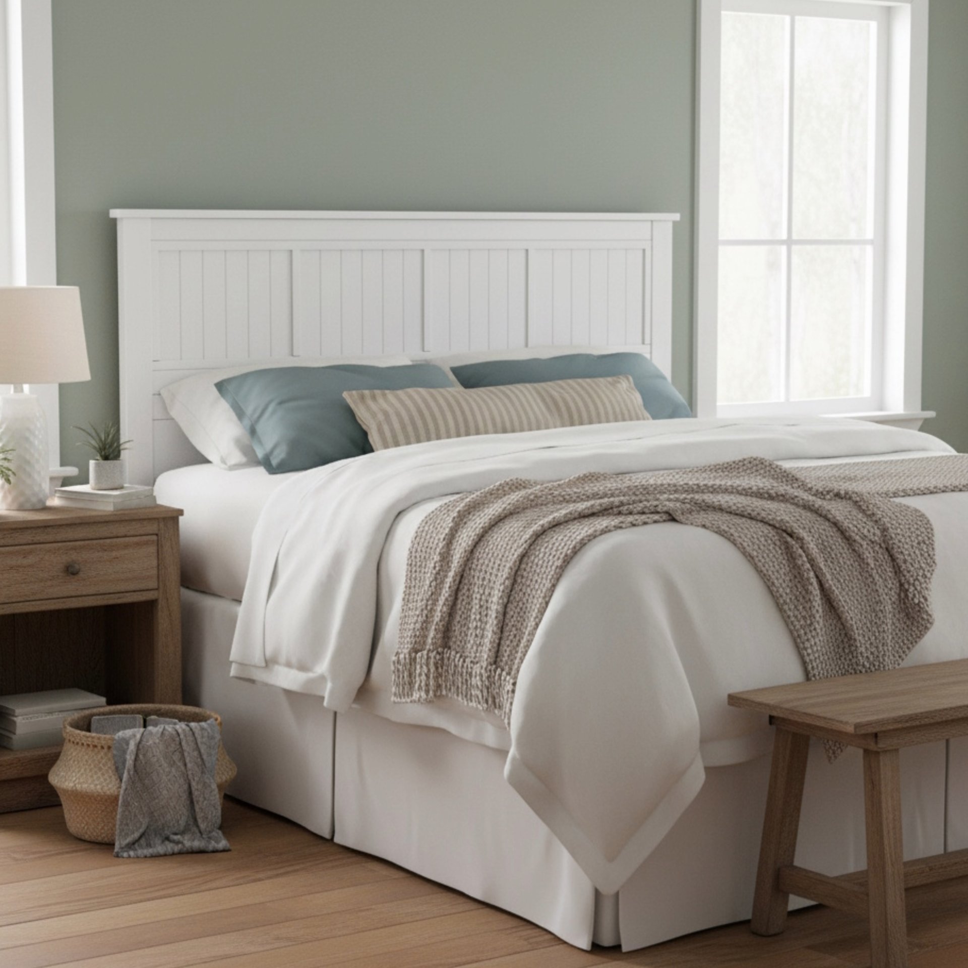 Walton - King Window Pane Panel Headboard - White - Image 2