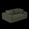 4 Seat Sofa, Deep Seat Couches With Soft Pillows And Movable Ottoman, Convertible Sofa Lounge Chair, For Living Room - Green - Image 10