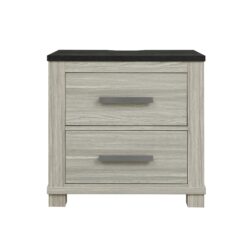 Augusta - Nightstand With Top, 2 Drawers, Block Feet - Beige Brown