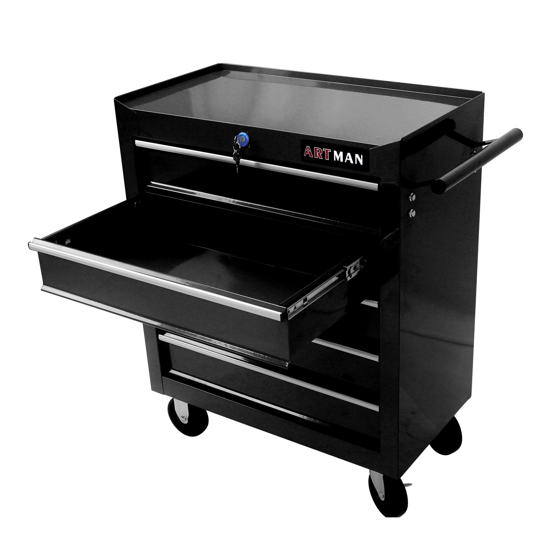 5 Drawers Multifunctional Tool Cart With Wheels - Black - Image 6
