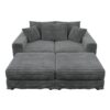 3 Seat Sofa, Deep Seat Couches With Soft Pillows And 2 Ottomans, Convertible Sofa Lounge Chair, For Living Room - Gray - Image 21